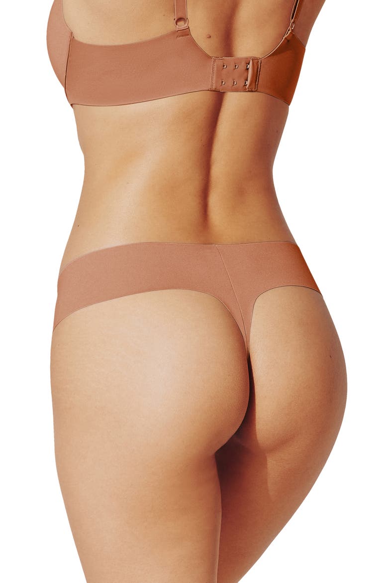 Assorted 2-Pack Zero Edge™ Invisible Thongs, Alternate, color, MOCHA/ VIOLET ICE