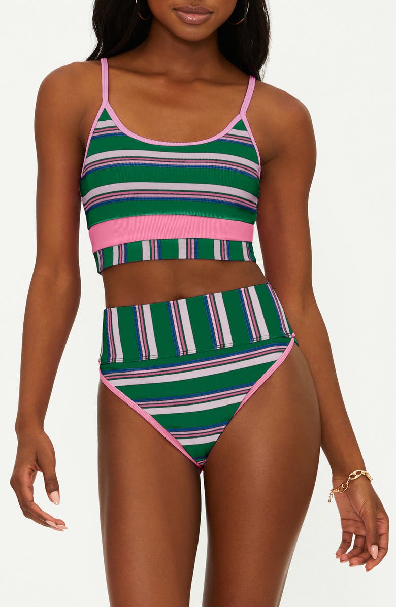 Beach Riot Eva Stripe Rib Bikini Top, Main, color, Jelly Bean Stripe