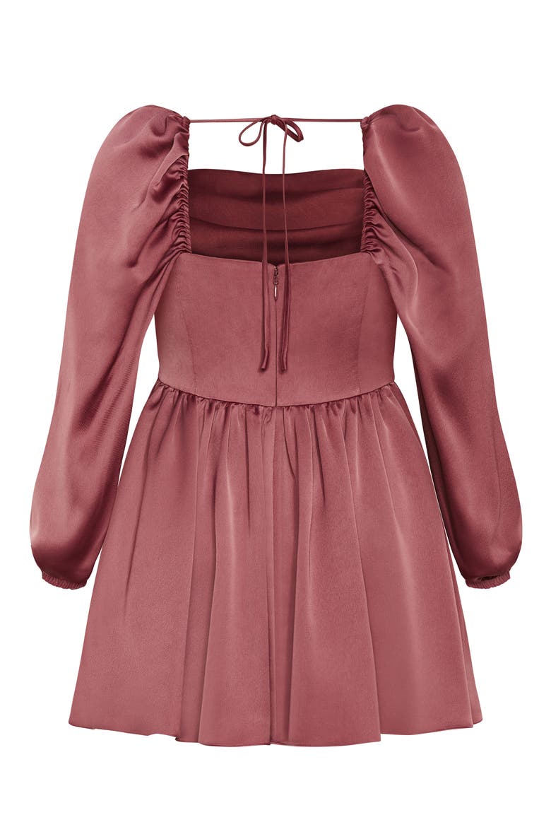 Flirty Corset Satin Dress, Alternate, color, ROSE