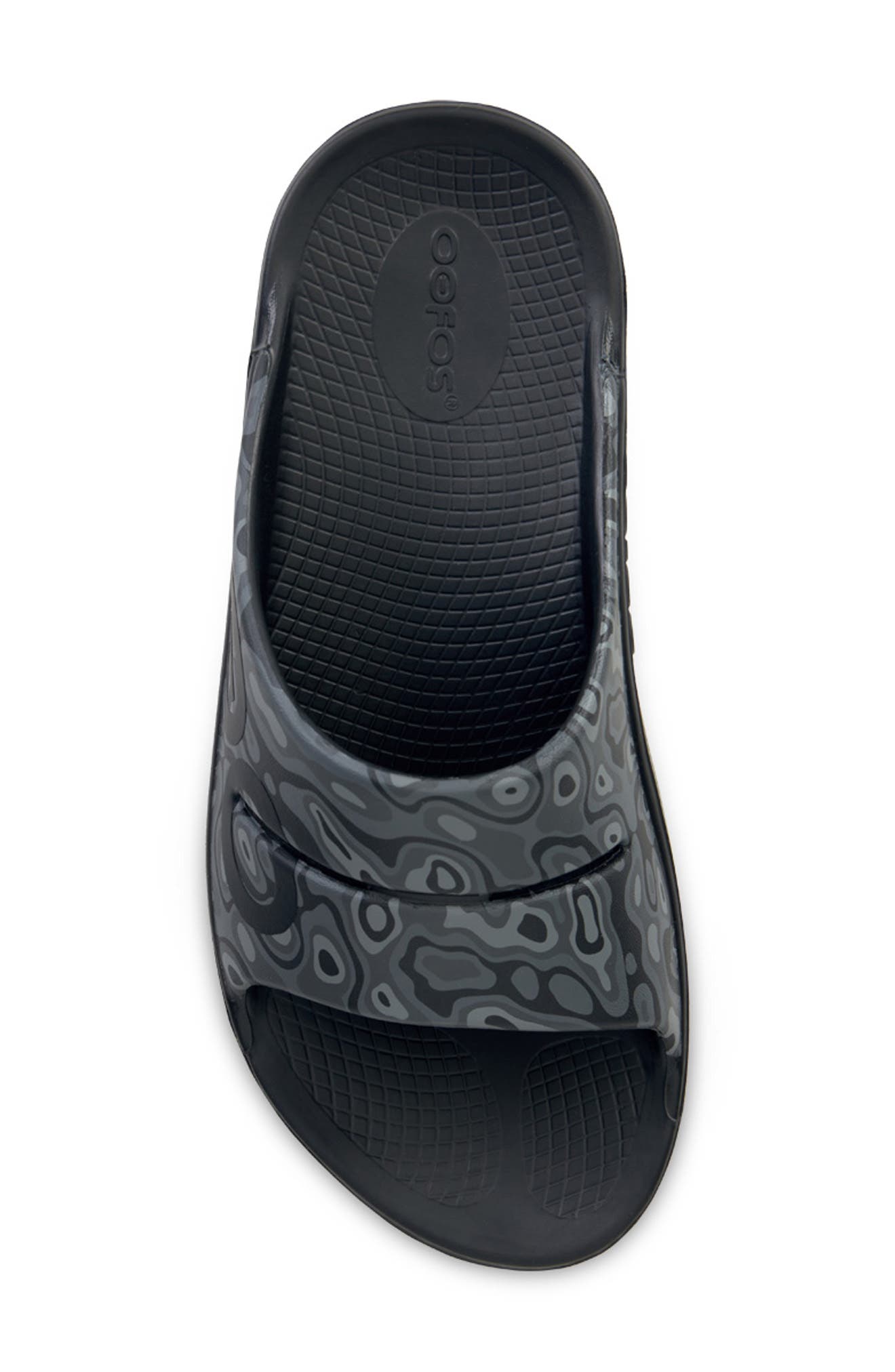 Oofos Gender Inclusive Ooahh Sport Slide Sandal, Alternate, color, Black/ Black Water Camo
