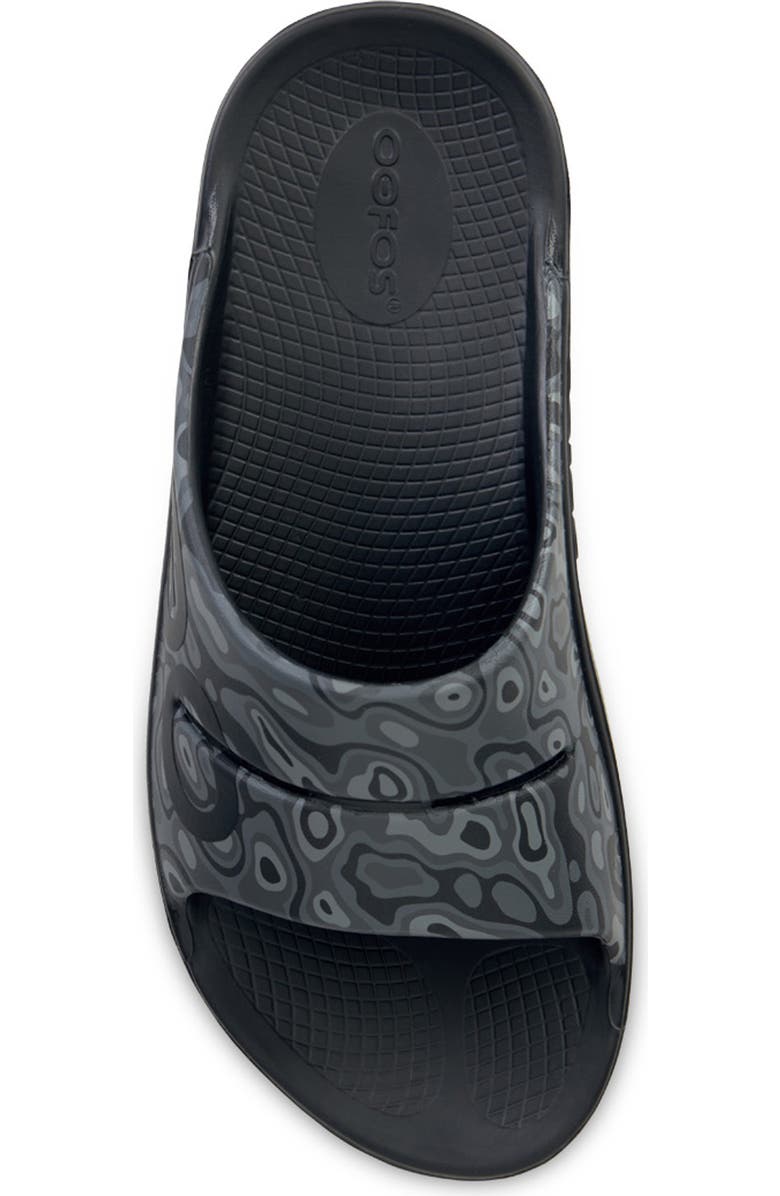 Oofos Gender Inclusive Ooahh Sport Slide Sandal, Alternate, color, Black/ Black Water Camo