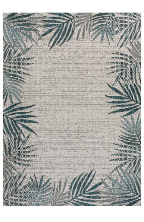 Isla Coastal Cottage Palm Frond Border Indoor/Outdoor Area Rug