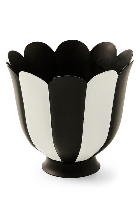 Courtly Stripe Small Scalloped Flower Pot