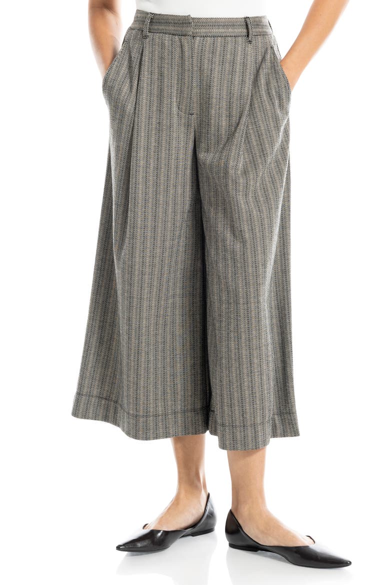 Double Knit Striped Culottes, Main, color, BLACK/ VICUNA/ CRM