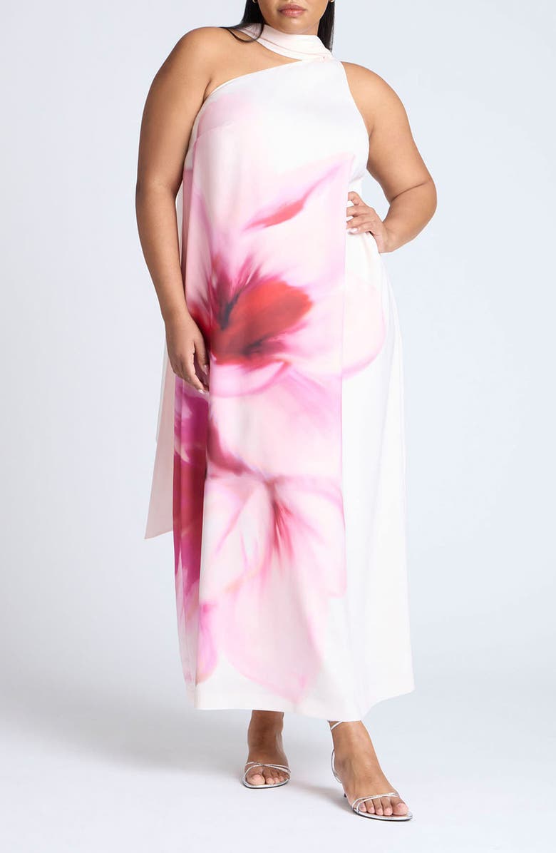 ELOQUII Drape One-Shoulder Gown, Main, color,