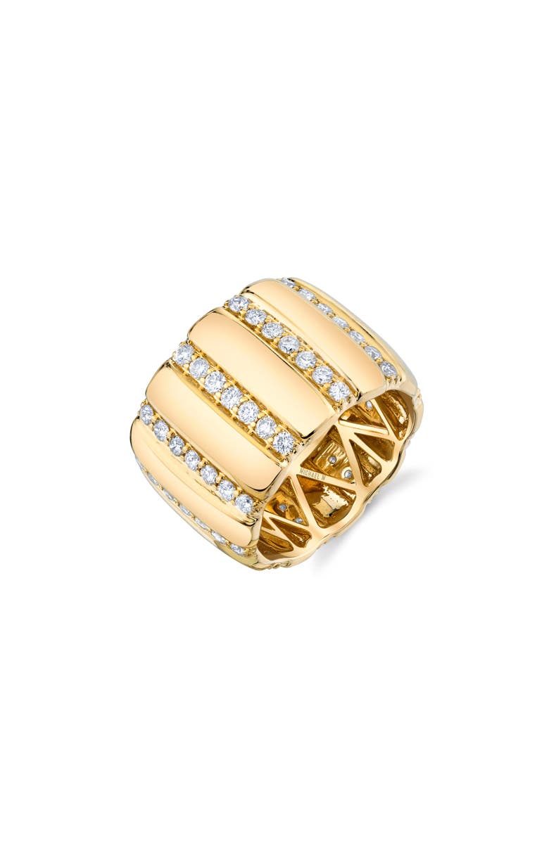 Michael M Orb Diamond Ribbed Ring, Main, color, Yellow Gold