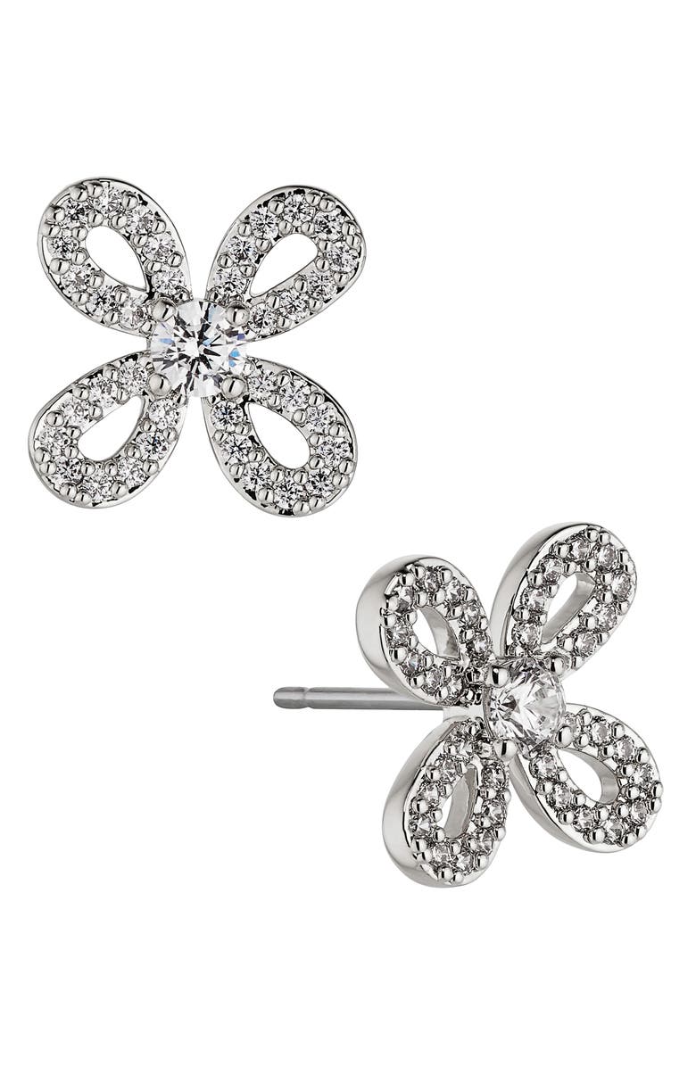 Nadri Cirque Pavé Cubic Zirconia Open Flower Stud Earrings, Main, color, 