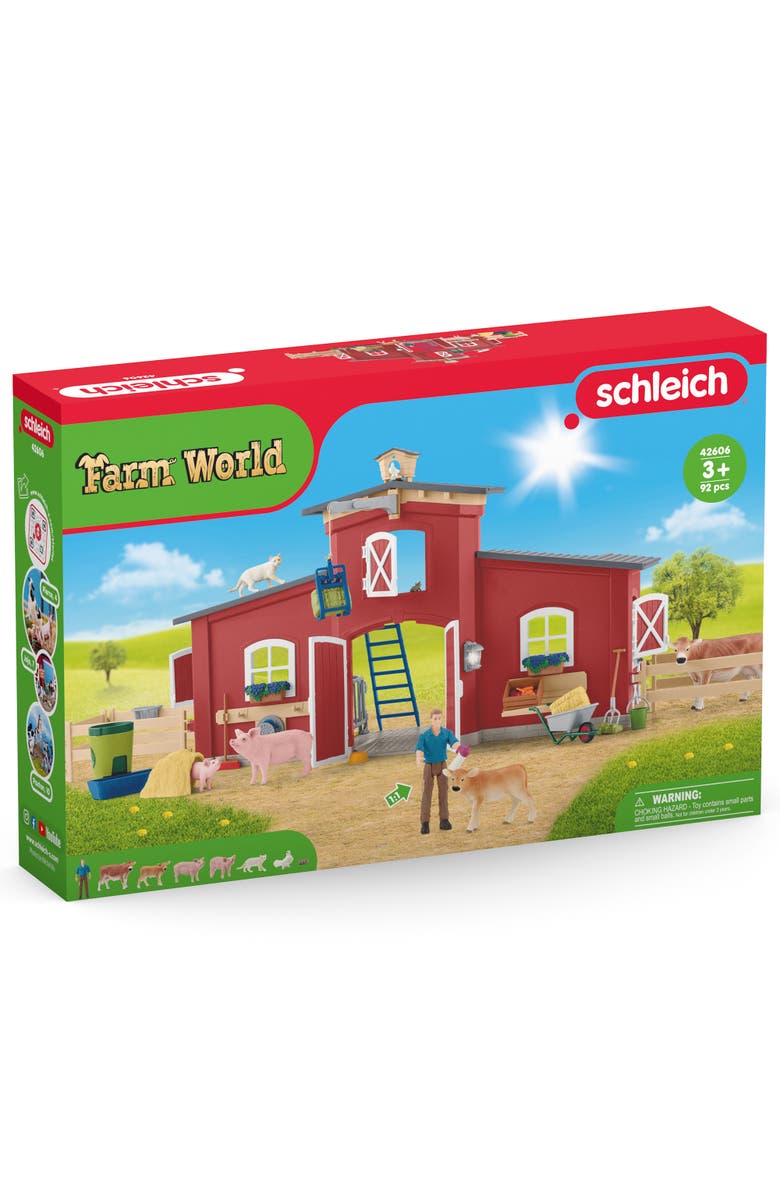 Schleich Farm World Red Barn 92 Piece Playset, Alternate, color, Multicolored