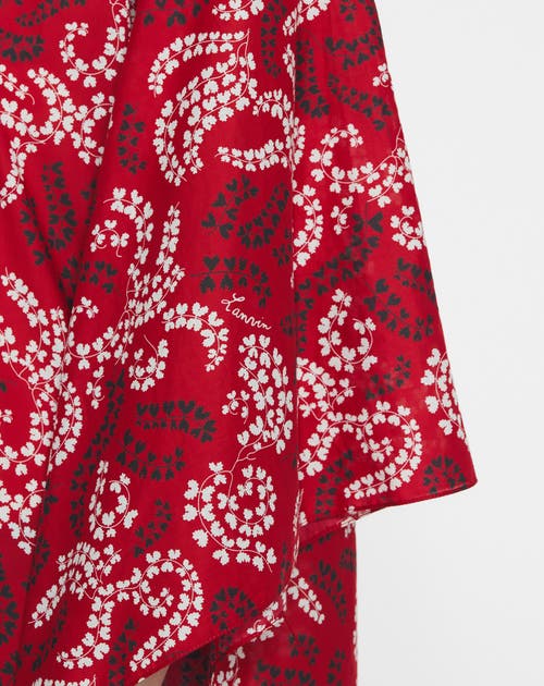 Lanvin Floral-print Kaftan In Carmine Red