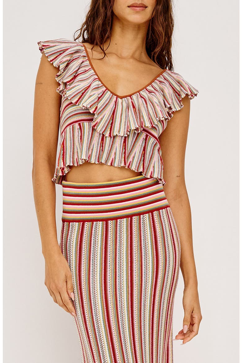 Carmelita Stripe Sleeveless Cotton Sweater, Main, color, HAVANA STRIPE