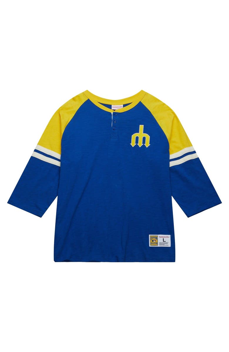 Mitchell & Ness Men's Mitchell & Ness Royal Seattle Mariners Cooperstown Collection Legendary Raglan Slub Henley 3/4-Sleeve T-Shirt, Alternate, color, Royal