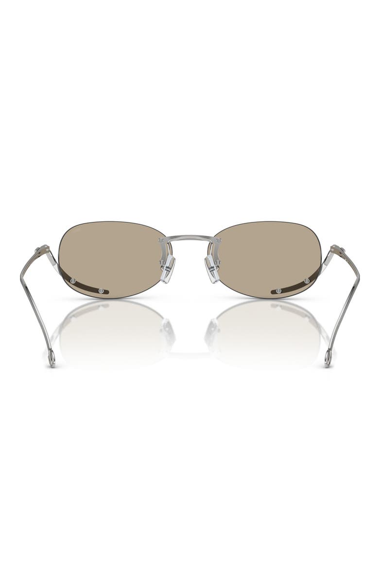 53mm Oval Sunglasses, Alternate, color, BRUSHED SILVER/ YELLOW MIRROR