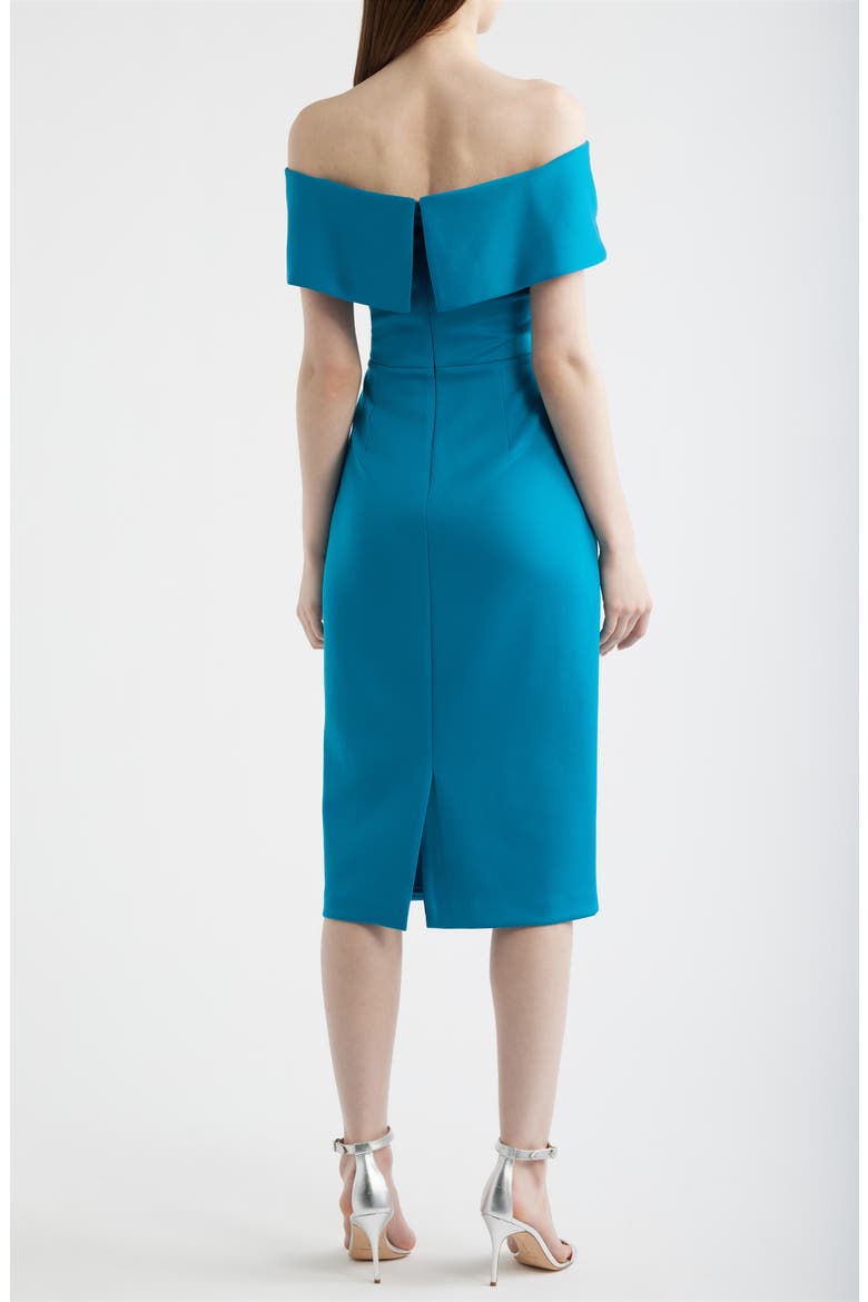 Pleated Off the Shoulder Cocktail Dress, Alternate, color, OCEAN
