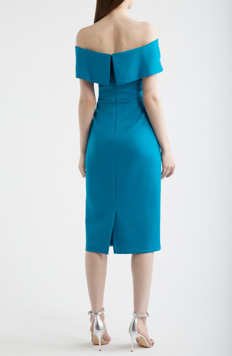 Eliza J Pleated Off the Shoulder Cocktail Dress, Alternate, color, Ocean