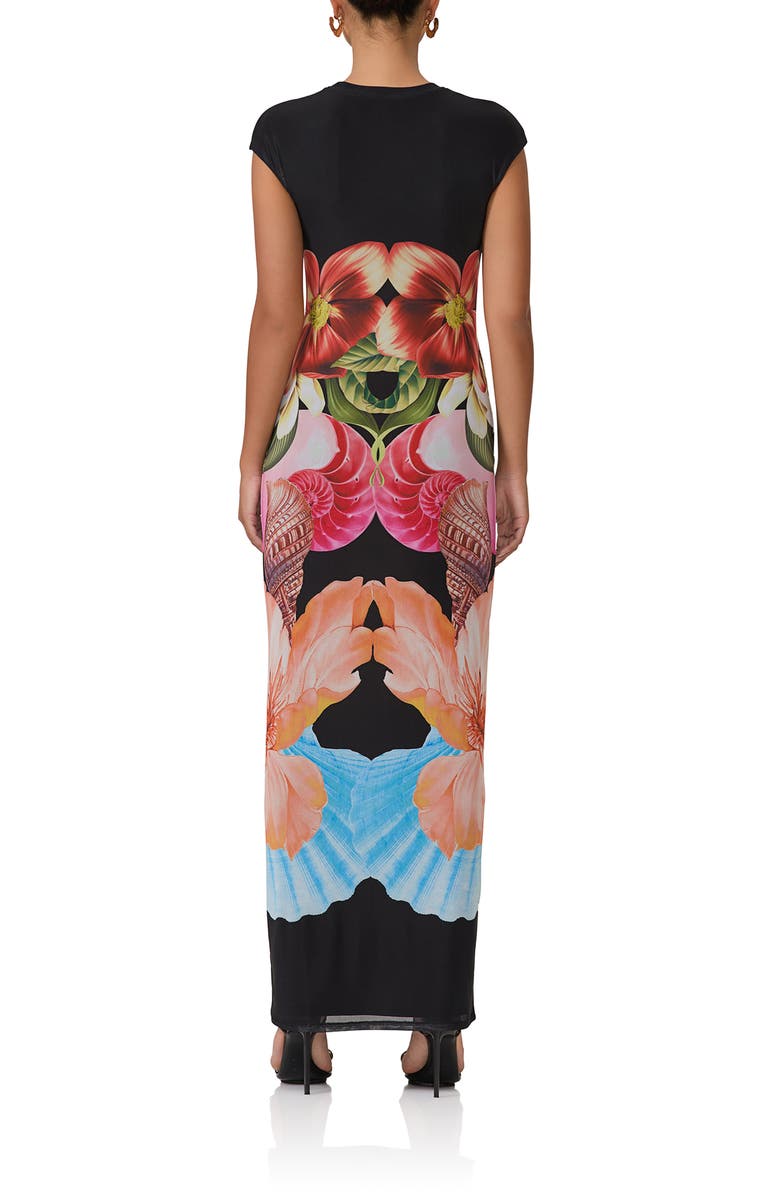 AFRM Cody Print Cap Sleeve Mesh Maxi Dress, Alternate, color, 