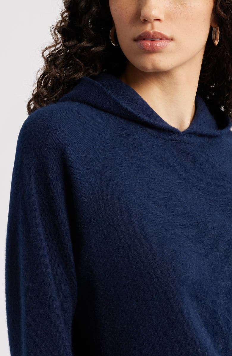 Nordstrom Cashmere Sweater Hoodie, Alternate, color, Navy Night