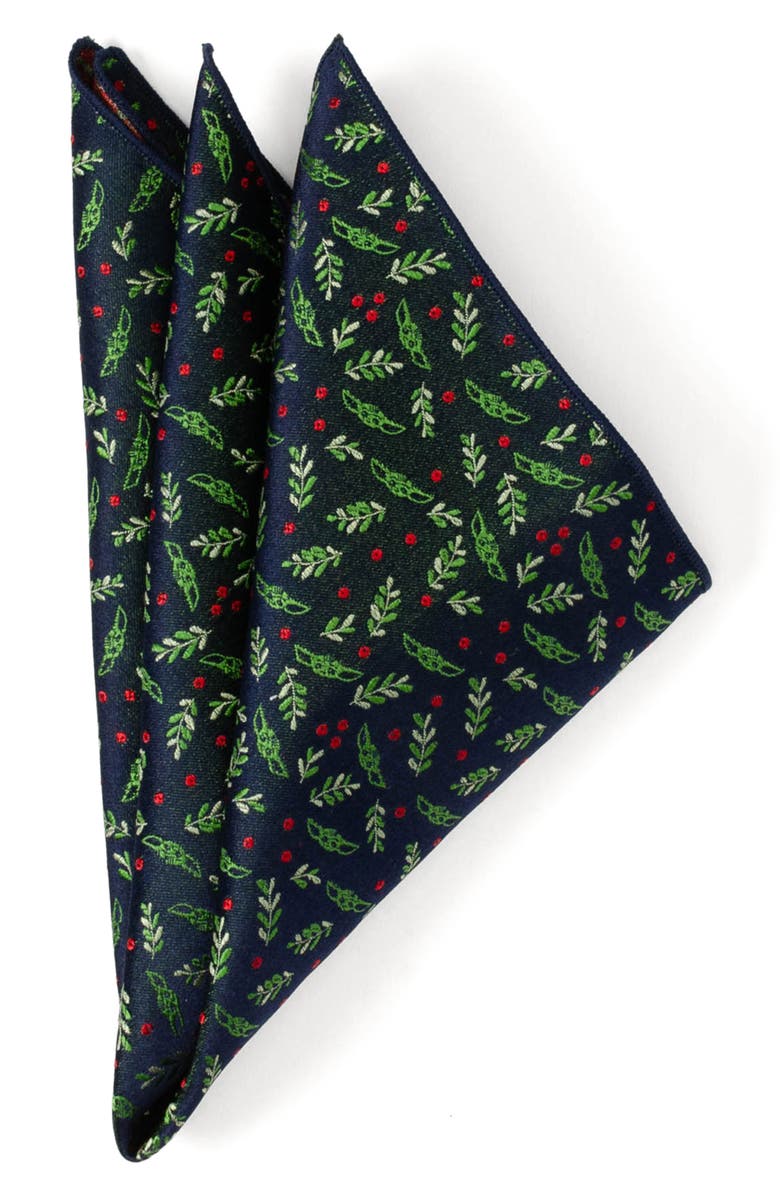 Cufflinks, Inc. Grogu Holiday Navy Silk Pocket Square, Main, color, Black