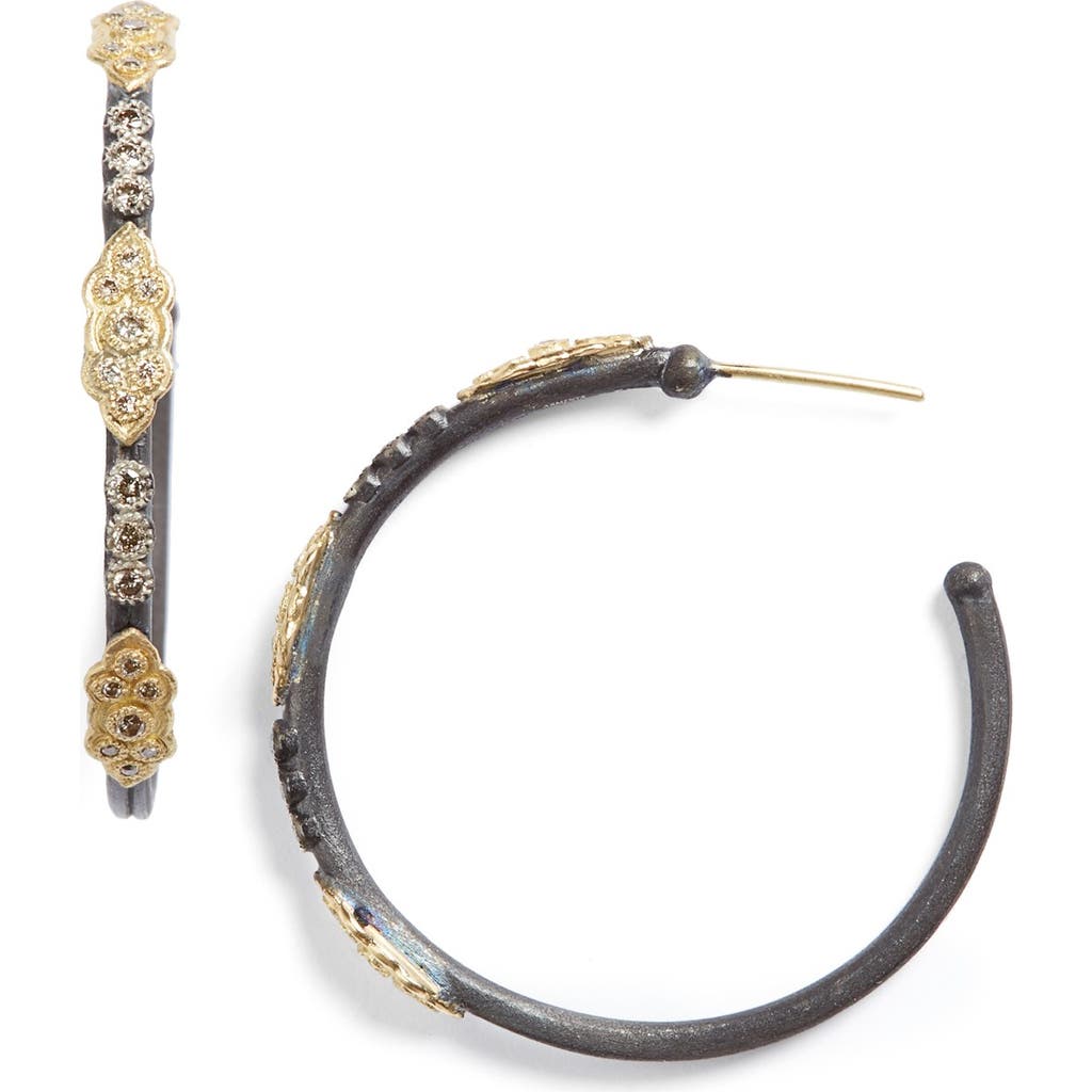 Armenta Old World Diamond Hoop Earrings In Blackened Silver/yellow Gold