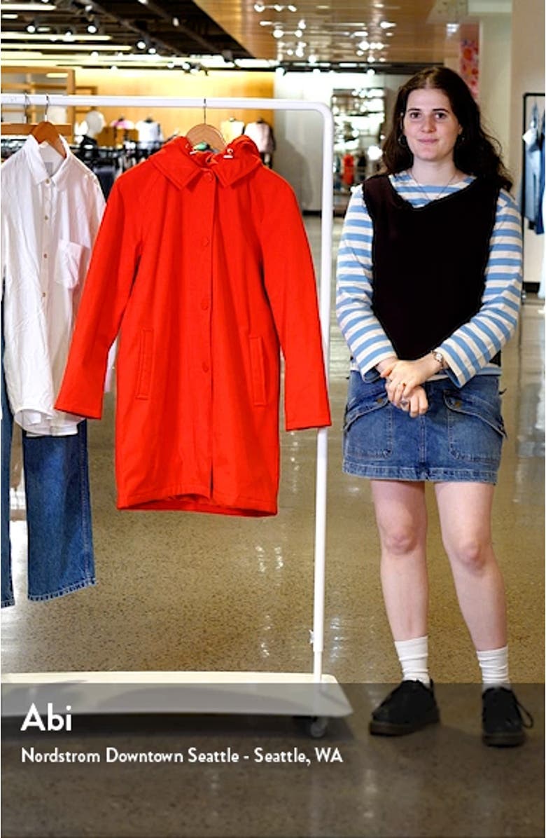 water resistant raincoat with removable hood, sales video thumbnail