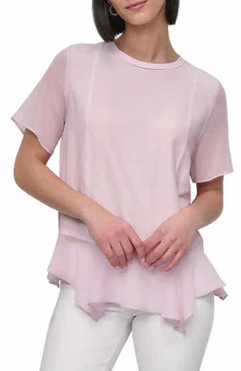 DKNY Handkerchief Hem Mixed Media Top