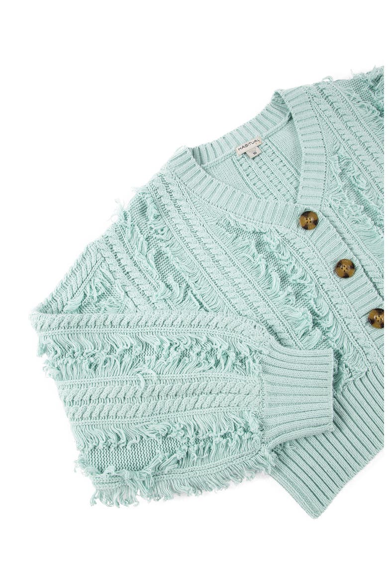 Habitual Kids Kids' Fringed Cardigan, Alternate, color, AQUA
