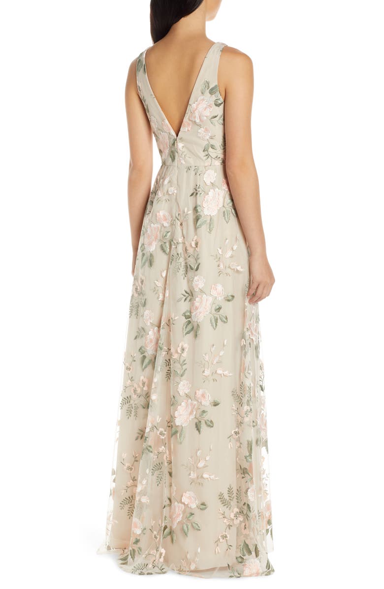 Jenny Yoo Tatum Floral Embroidered Tulle Evening Dress, Alternate, color,