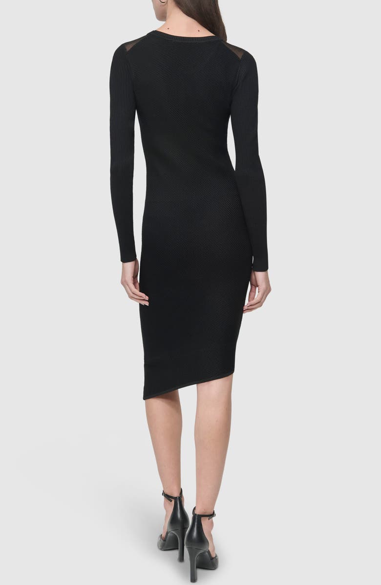 DKNY Illusion Neck Long Sleeve Dress, Alternate, color, 