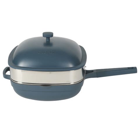 Northvale Ceramic Nonstick Cast Aluminum Sauté Pan with Steamer Basket and Lid