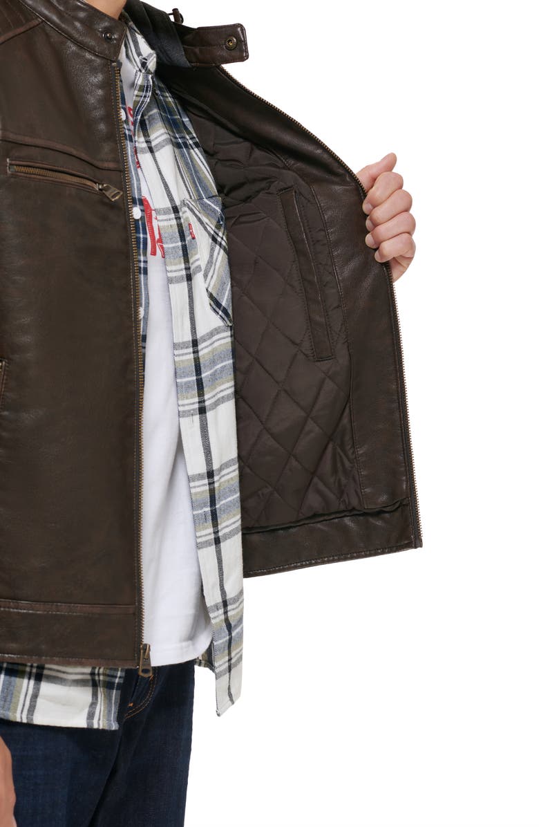 Levi's<sup>®</sup> Faux Leather Hooded Moto Racer Jacket, Alternate, color, Deep Brown
