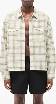 Represent Plaid Texture Sheer Flannel Button-Up Shirt