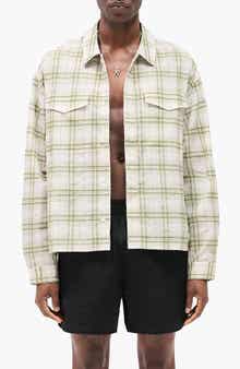 Represent Plaid Texture Sheer Flannel Button-Up Shirt