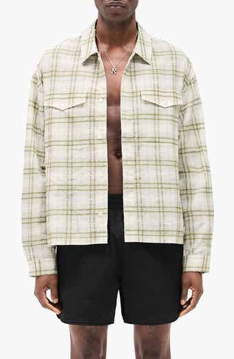 Represent Plaid Texture Sheer Flannel Button-Up Shirt