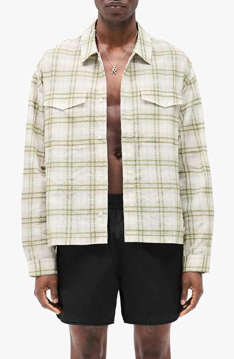 Represent Plaid Texture Sheer Flannel Button-Up Shirt