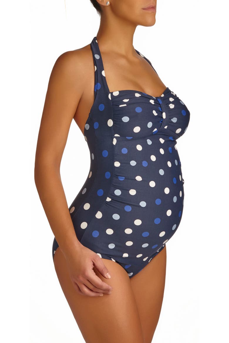 Multi Dot One-Piece Maternity Swimsuit, Main, color, BLUE