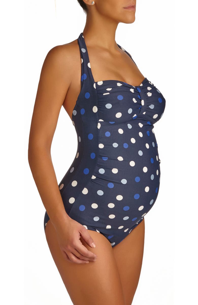 Pez D'Or Multi Dot One-Piece Maternity Swimsuit, Main, color, 