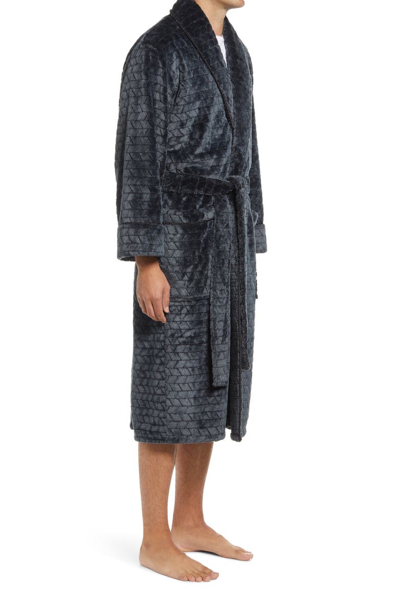 Jacquard Plush Robe, Alternate, color, CHARCOAL