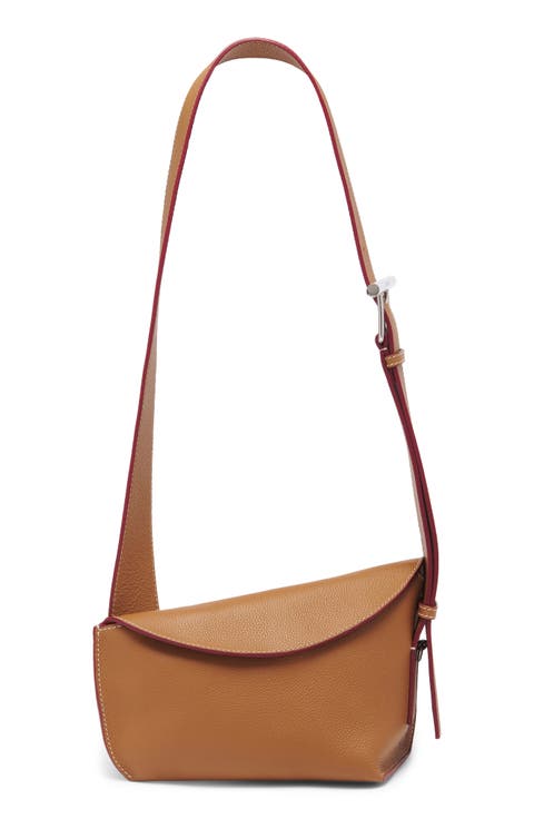 T-Bar Sling Asymmetric Leather Crossbody Bag