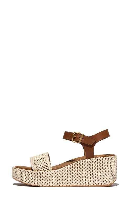 Fitflop Woven-edge Platform Sandals 70 In Deep Tan/ivory