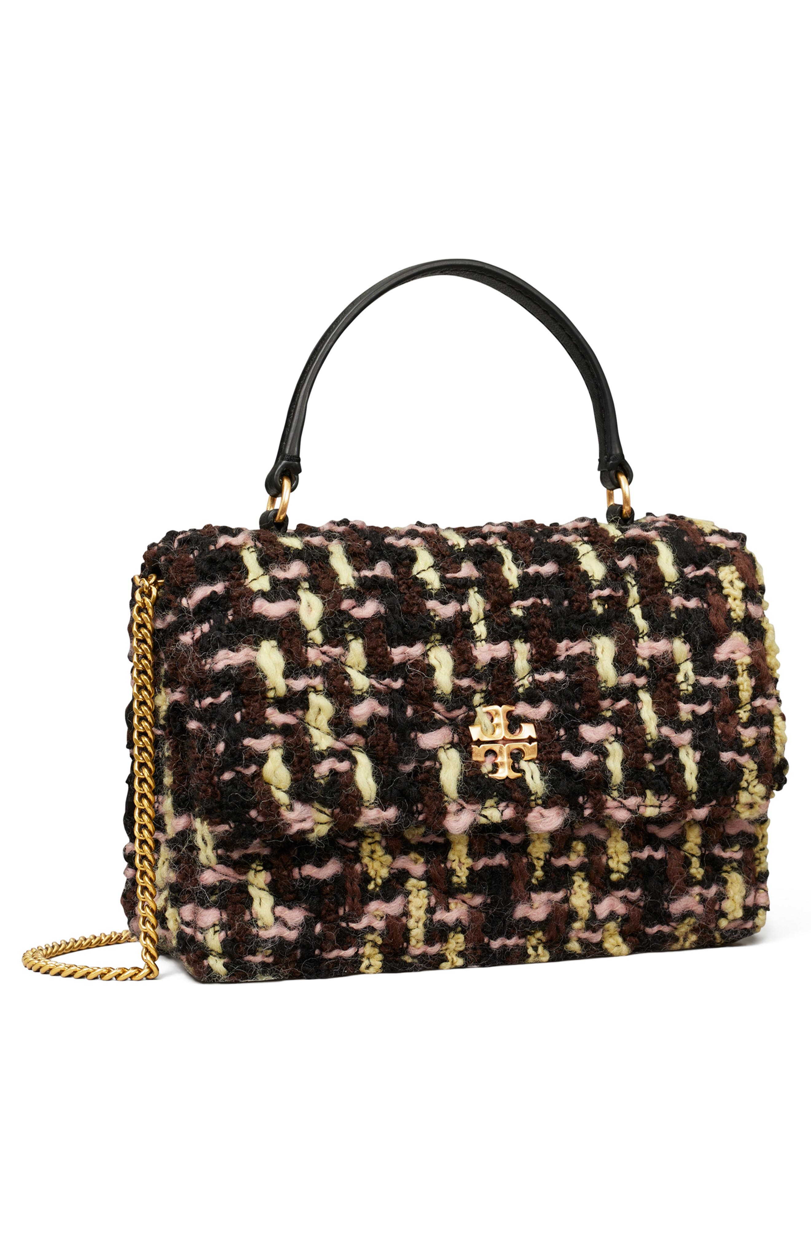 Mini Kira Tweed Wool Blend Top Handle Wallet on a Chain, Alternate, color, BROWN MULTI
