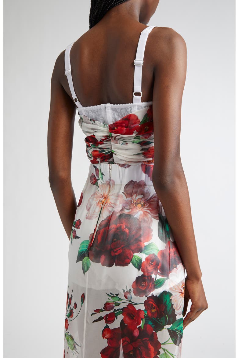 Rose Print Chiffon & Marquisette Bustier Top, Alternate, color, WHITE PRINT FLOWER