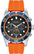 BULOVA Sport Chronograph Silicone Strap Chronograph Watch, 43mm