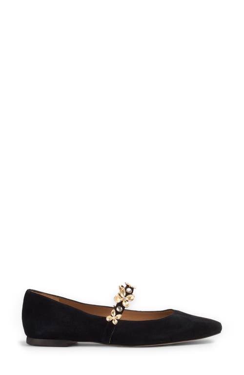 Lk Bennett Amber Flower Trim Mary Jane Flat In Black