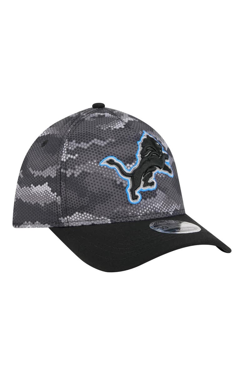 New Era Men's New Era  Black Detroit Lions Camo A-Frame 39THIRTY Flex Hat, Alternate, color, 