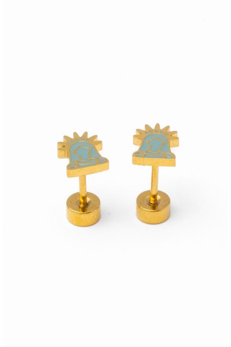 Lady Liberty Stud Earrings, Alternate, color, Blue