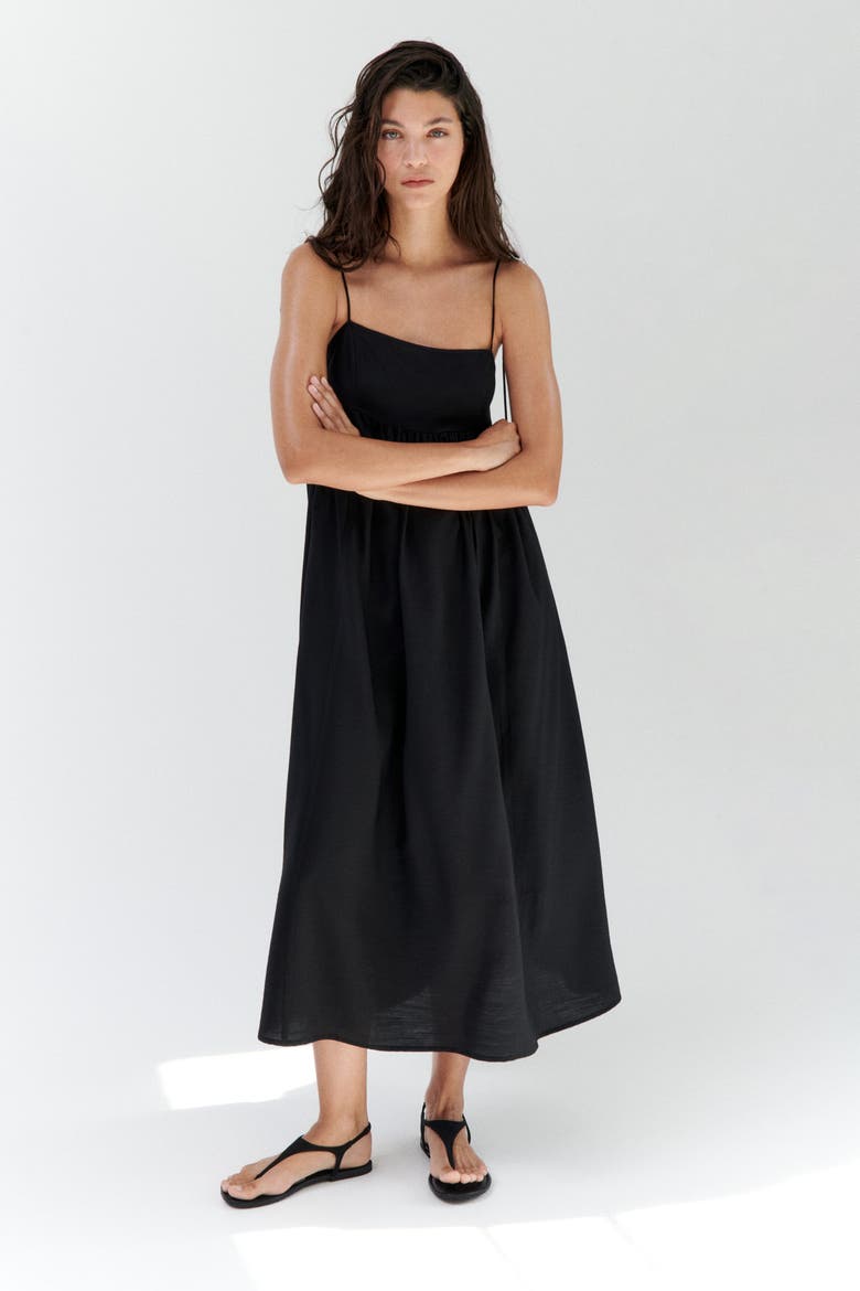 Tie-strap Midi Dress, Alternate, color, Black