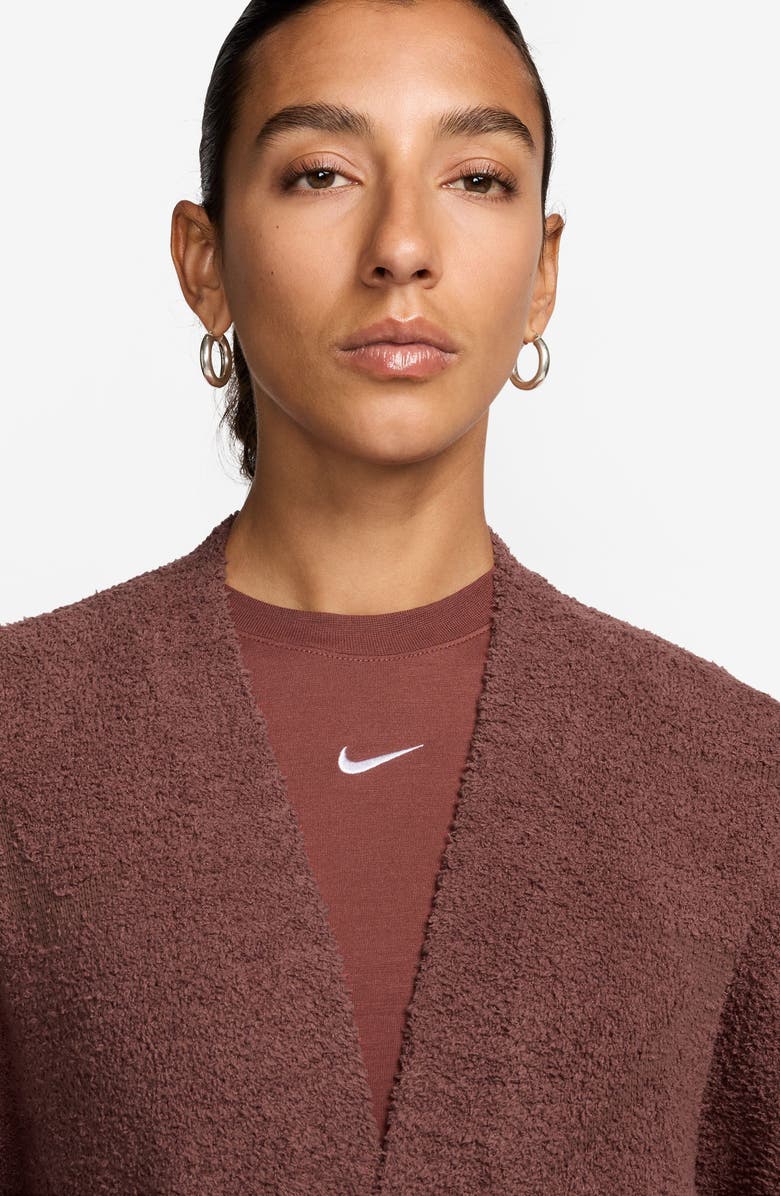 Nike Phoenix Oversize Bouclé Cardigan, Alternate, color, Brown