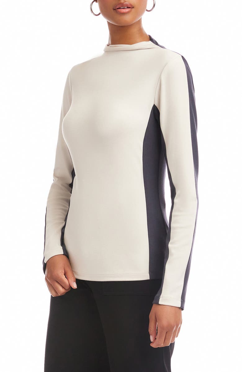 FIFTEEN TWENTY Colorblock Funnel Neck Top, Alternate, color, Bone