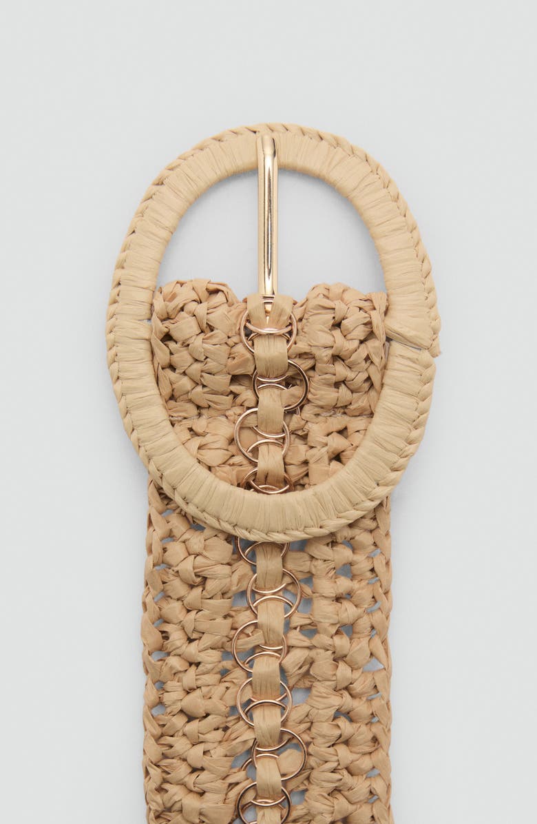 MANGO Woven Raffia Belt, Alternate, color, 