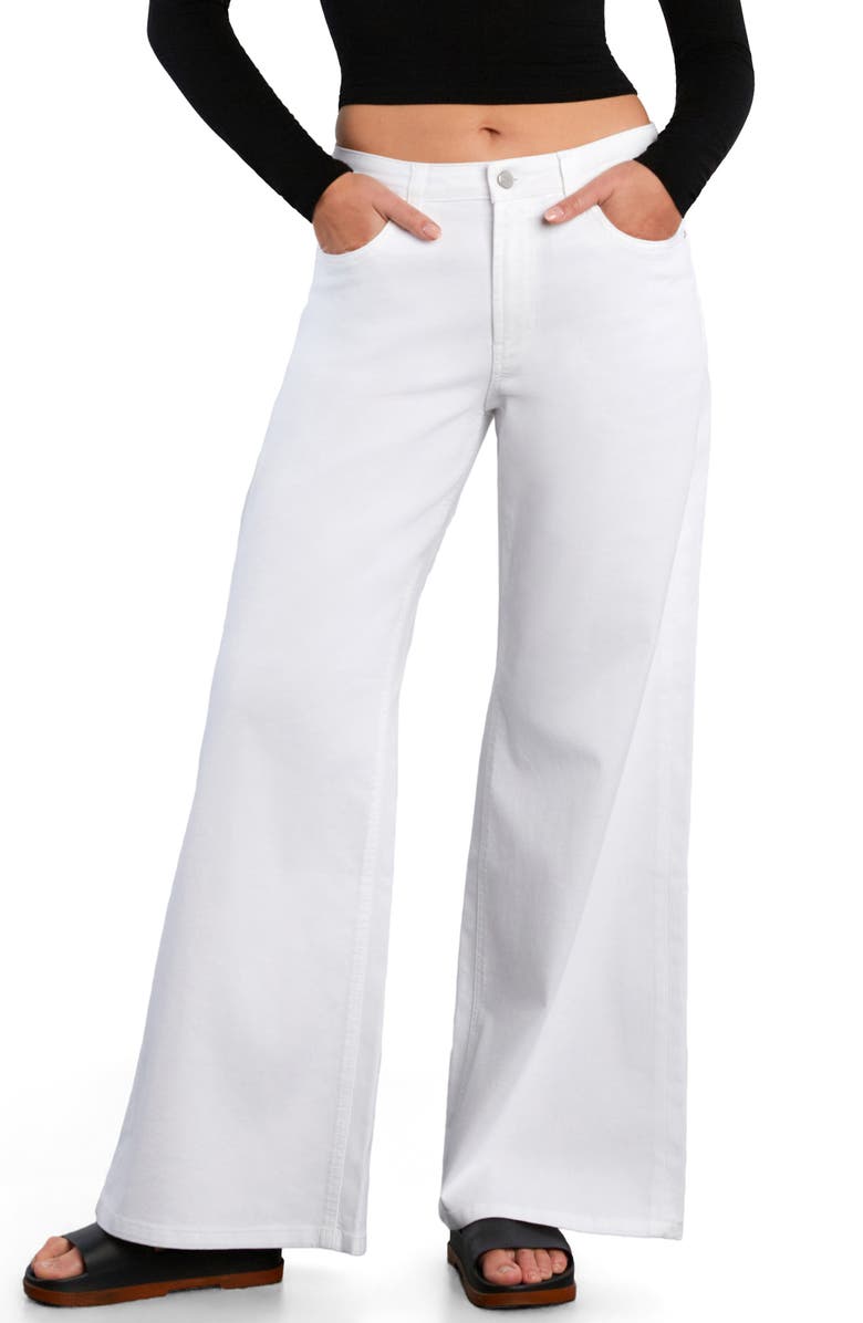 HINT OF BLU Myra Mid Rise Wide Leg Jeans, Main, color, White