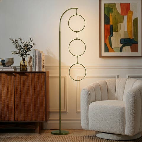 3 Ring Lamp 74" Novelty Halo Integrated LED Floor Lamp with 3-Way Dimming